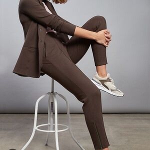 Athleta Venice Heathered Pintuck Pant, Dark Brown Heather, XXS Petite